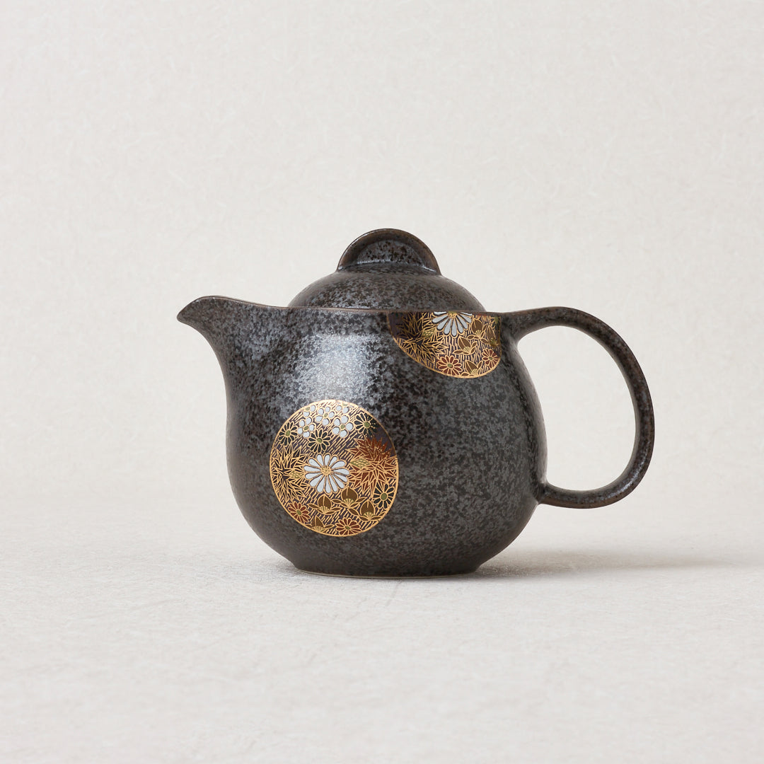 Kutani Ware Teapot Kyusu – Gold-filled Floral Design (Kinka Kutani Ware Teapot Kyusu – Gold-filled Floral Design (Kinka