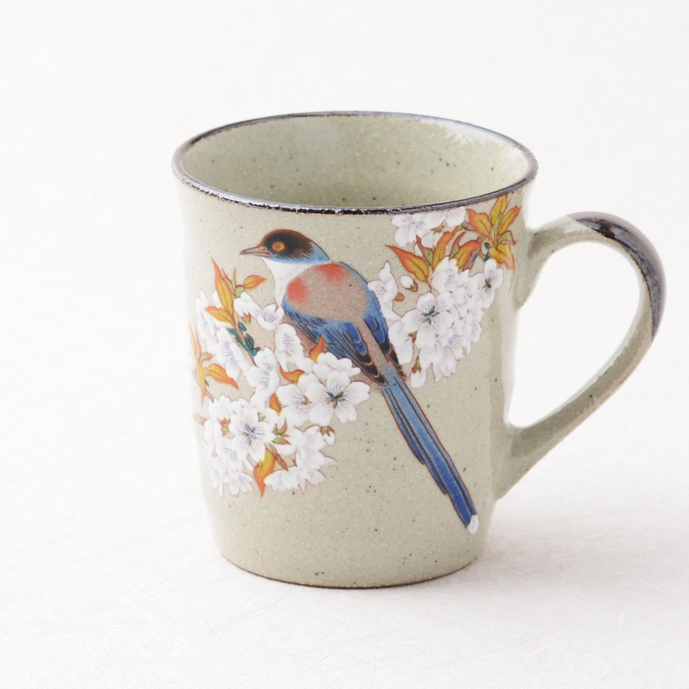 九谷焼 マグカップ 山桜に鳥 | Japanese Kutani Store | 九谷焼専門ストア