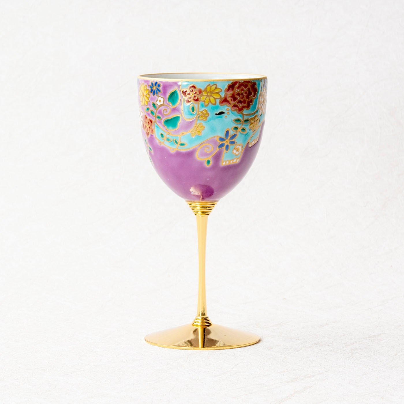 Kutani Porcelain Pair Wine Glasses Dancing Flower