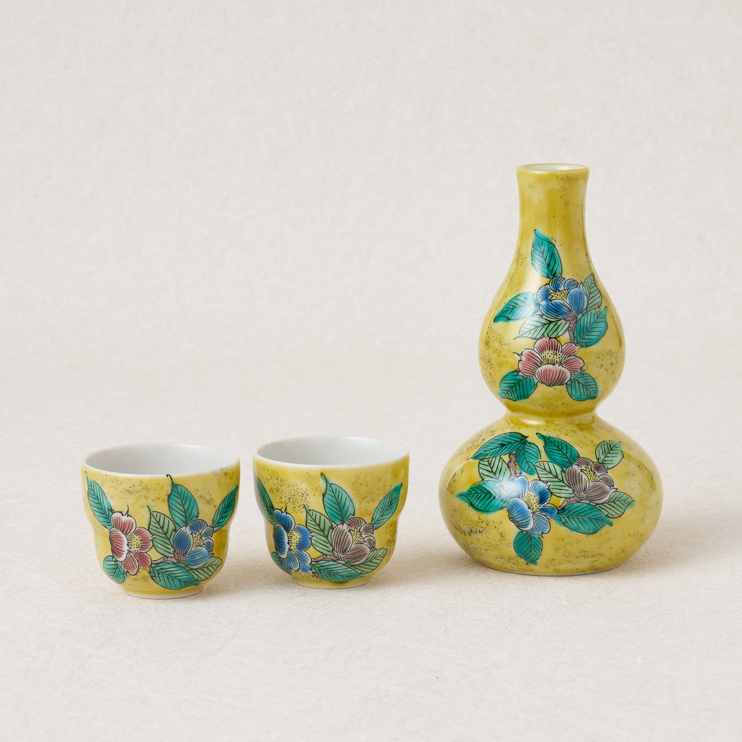Kutani Ware Yoshidaya Camellia Sake Set – 