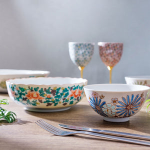 Kutani Ware Ikoi Set Miyabi Hana (Elegant Flowers) Made in Japan