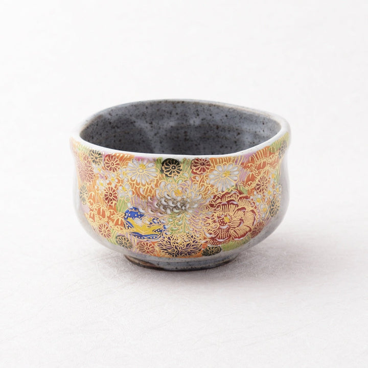 九谷焼 花詰 金彩 抹茶碗(木箱付) 【公式通販】 九谷焼金彩 花詰 抹茶