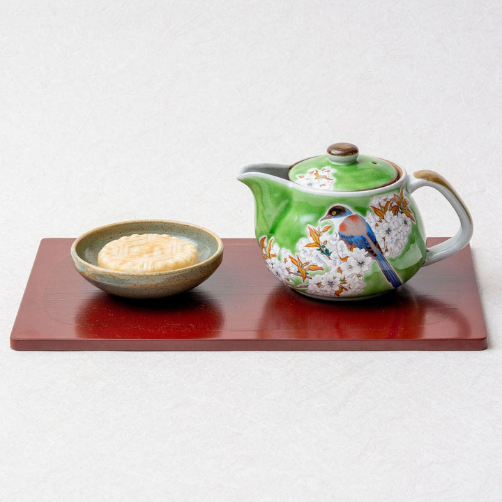 九谷烧日本茶壶(Kyusu)，有花和鸟的图案– Japanese Kutani Store