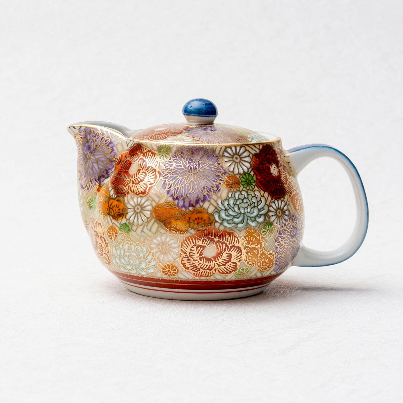 Kutani Ware Japanese Teapot (Kyusu) with Kin Hanazume – Japanese Kutani ...