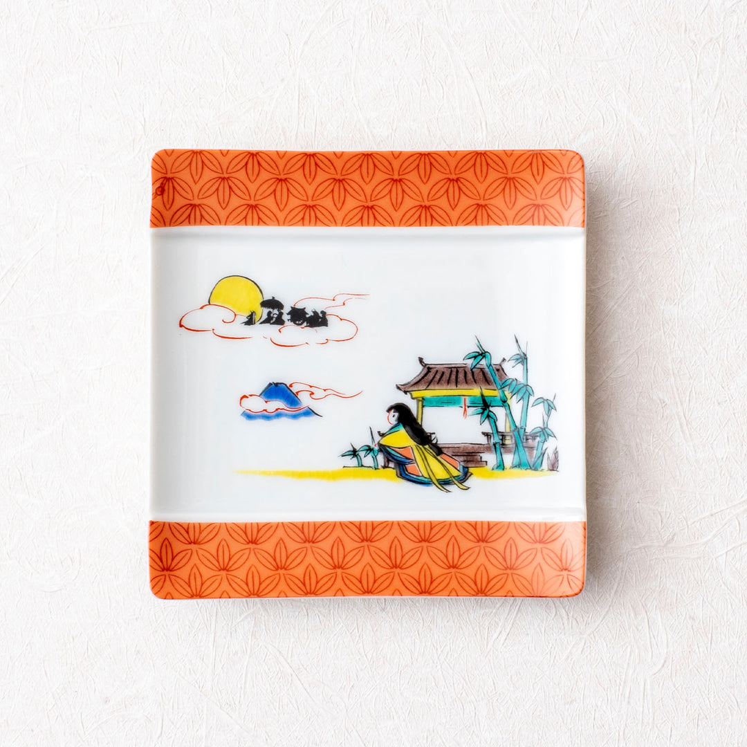 古九谷風日本むかしばなし 豆皿/青郊窯 かぐや姫 – Japanese Kutani Store