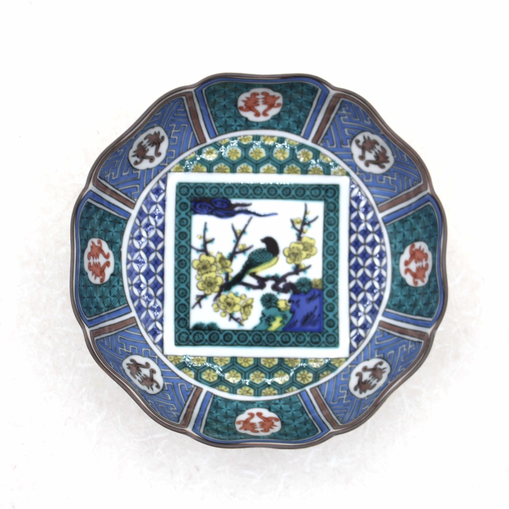 Old Kutani (Kokutani) Style Bowl Bird in patulum Japanese Kutani